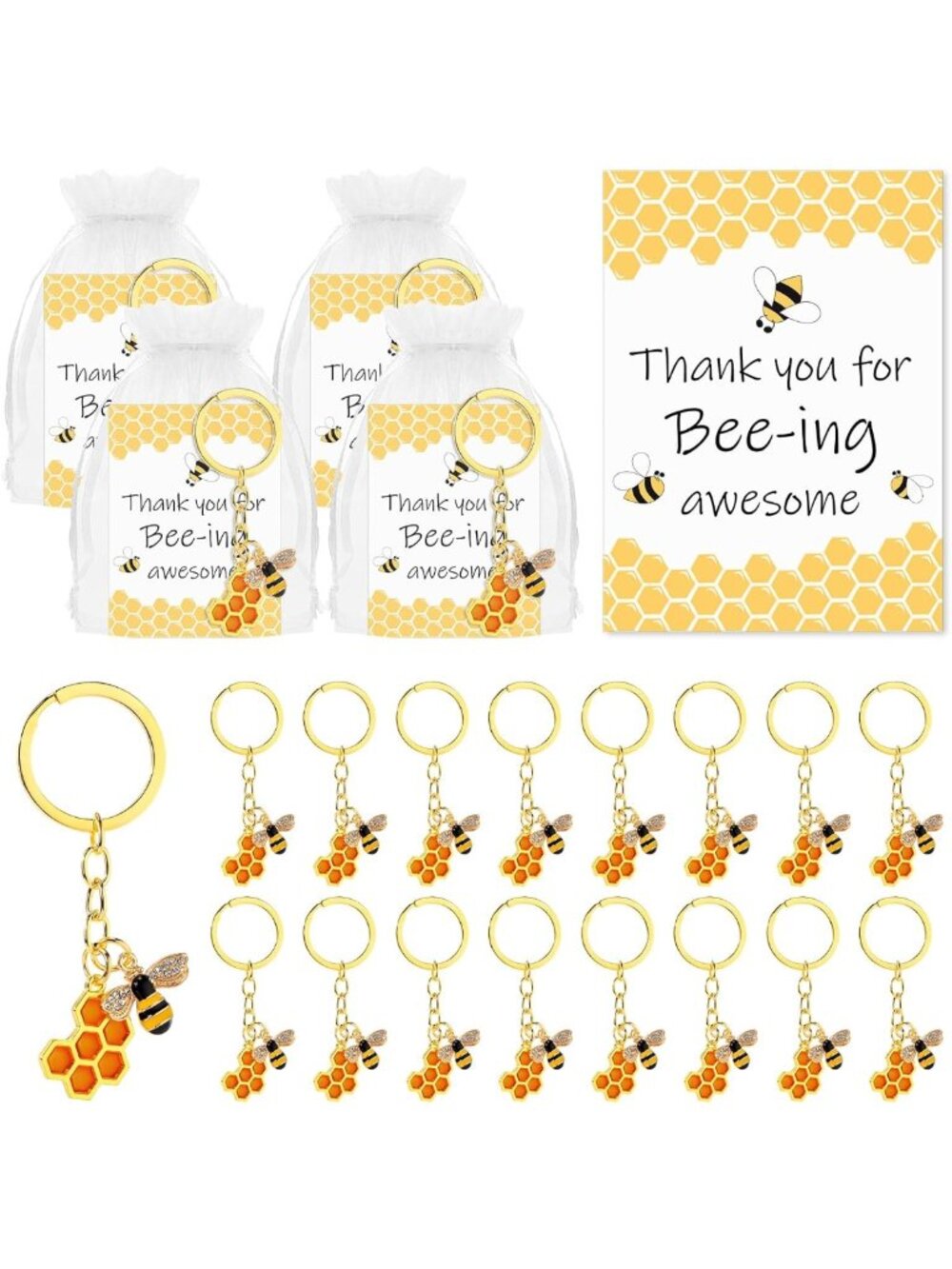 Bee Keychain Gift Set for Employee Appreciation | Cute Bulk Gifts for Coworkers